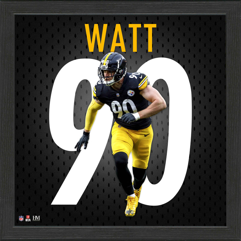Highland Mint TJ Watt Pittsburgh Steelers NFL Impact Jersey Frame - 13x13