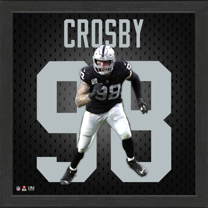 Highland Mint Maxx Crosby NFL Impact Jersey Frame - 13x13