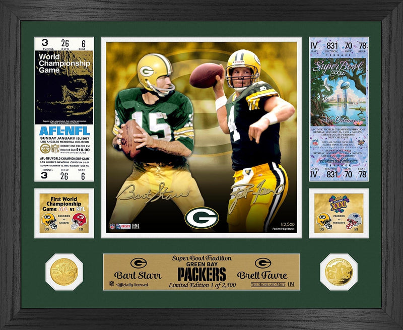 Highland Mint Bart Starr Brett Favre Super Bowl Bronze Coin Photo Mint - Limited Edition /2,500