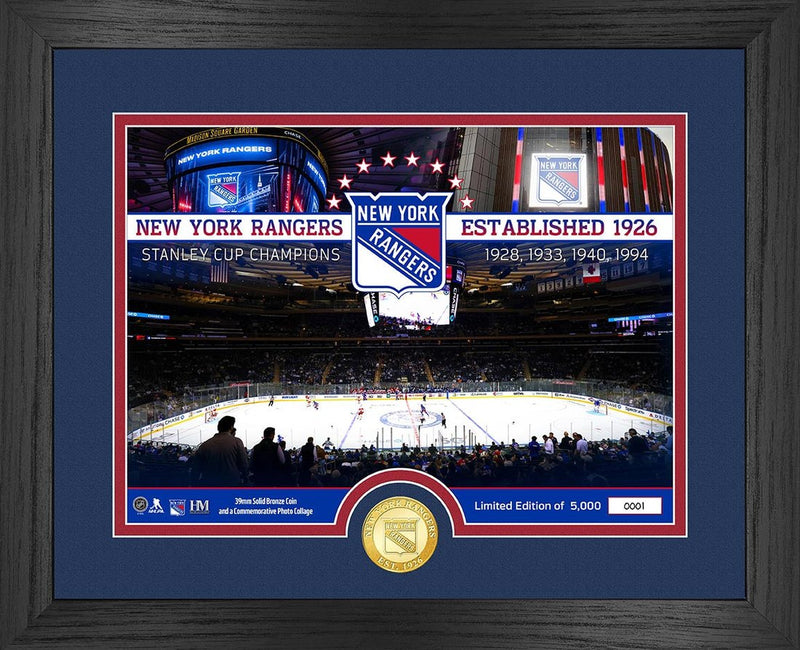 Highland Mint New York Rangers 4-Time Stanley Cup Champions Bronze Coin Photo Mint - Limited Edition /5,000