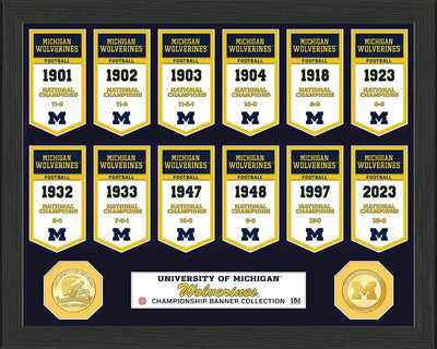 Highland Mint Michigan Wolverines Championship Banner Collection Bronze Coin Photo Mint