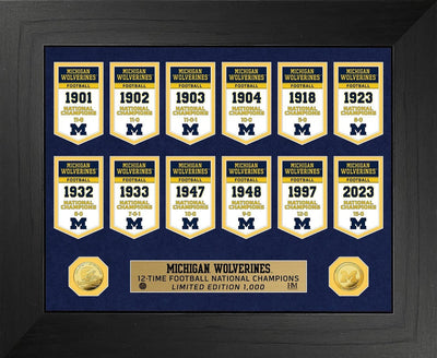 Highland Mint Michigan Wolverines Championship Banner Collection Deluxe Gold Coin Photo Mint - Limited Edition /1000