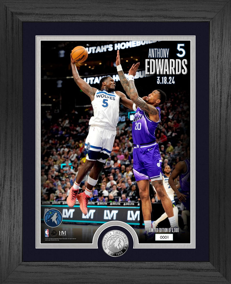 Highland Mint Anthony Edwards Poster Dunk Silver Coin Photo Mint - Limited Edition /2024