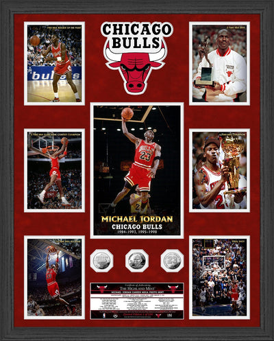 Highland Mint Michael Jordan Chicago Bulls Career Mega Silver Coins Photo Mint