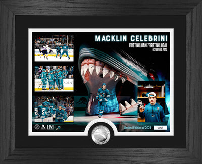 Highland Mint Macklin Celebrini First Game First Goal Silver Coin Photo Mint - Limited Edition /2024