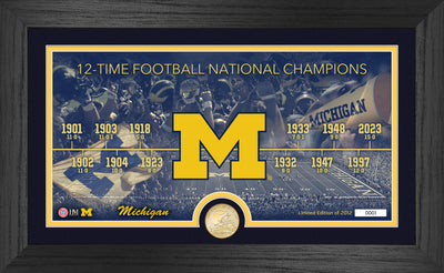 Highland Mint University of Michigan Timeline Bronze Coin Pano Photo Mint - Limited Edition /2012