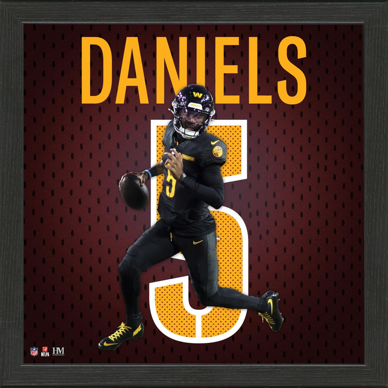 Highland Mint Jayden Daniels Washington Commanders Impact Jersey Frame