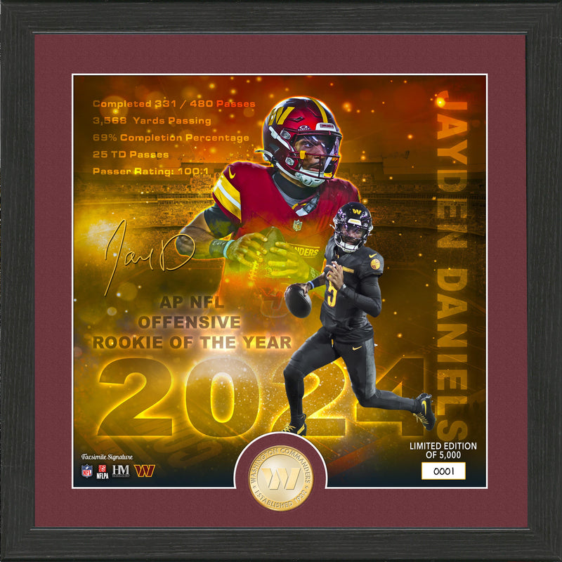 Highland Mint Jayden Daniels 2024 NFL Rookie of the Year Bronze Coin Photo Mint - Limited Edition /5,000