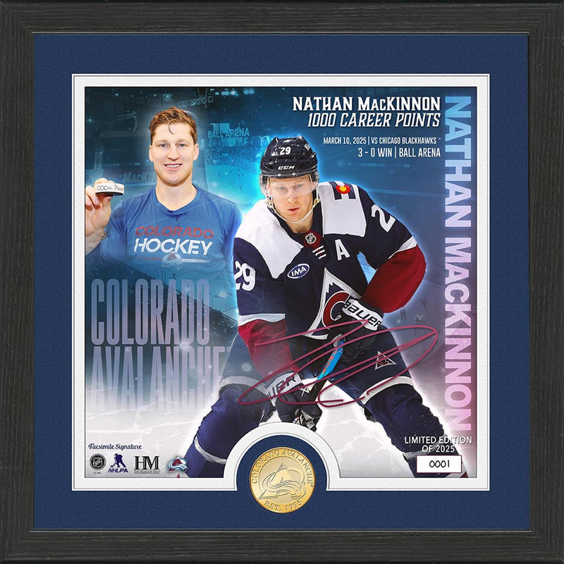 Highland Mint Nathan MacKinnon 1000 Career Points Bronze Coin Photo Mint - Limited Edition /2025