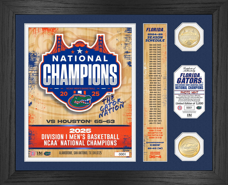 Highland Mint University of Florida 2025 Men's Basketball NCAA National Champions Banner Bronze Coin Photo Mint - Limite