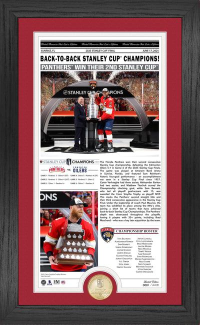 Highland Mint Florida Panthers 2025 Stanley Cup Champions Front Page News Cover Bronze Coin Photo Mint - Limited Edition