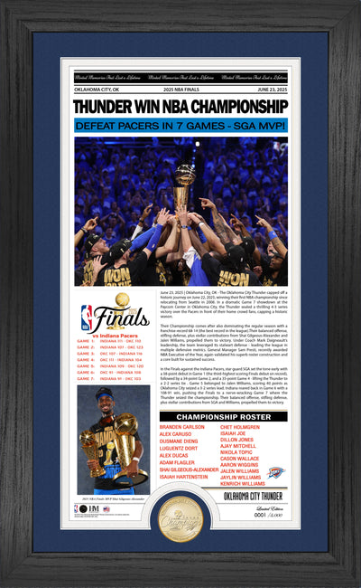 Highland Mint Oklahoma City Thunder 2025 NBA Champions Front Page News Bronze Coin Photo Mint - Limited Edition /5,000