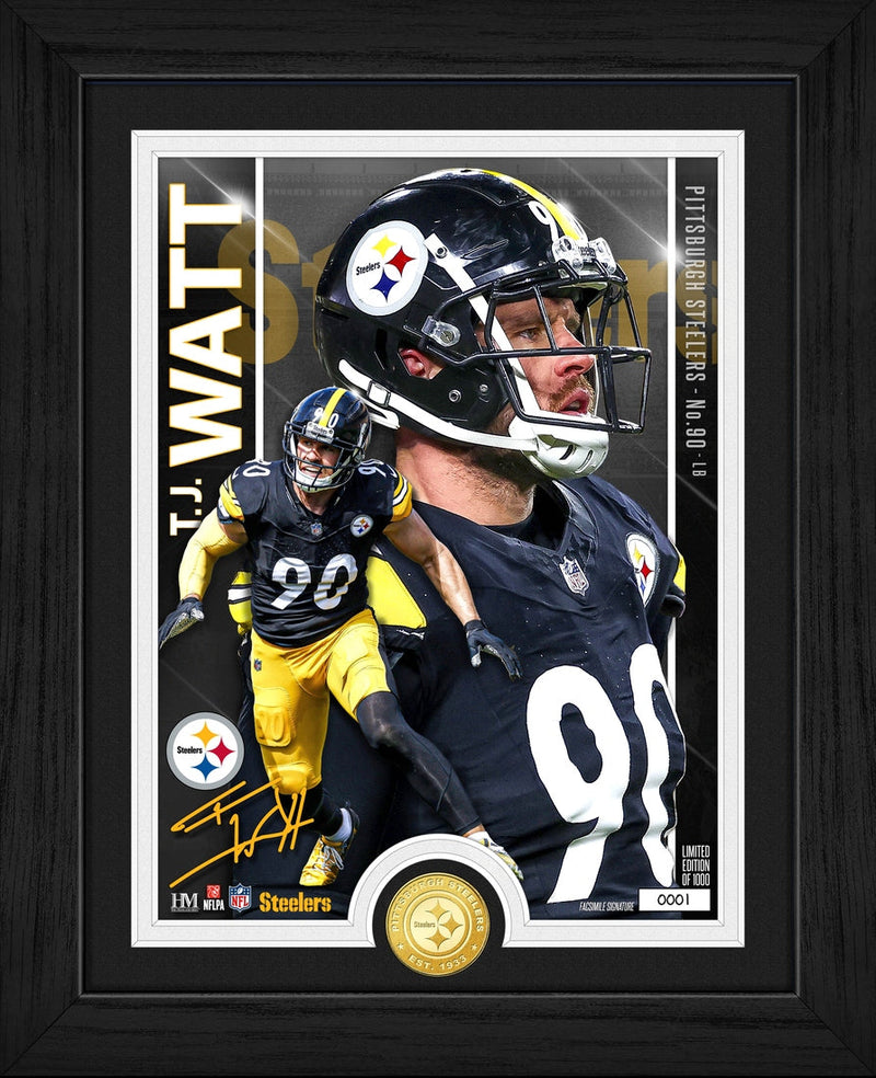 Highland Mint Pittsburgh Steelers T.J. Watt Bronze Coin Photo Mint - Limited Edition /1,000