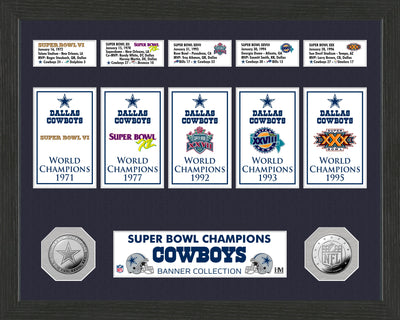 Highland Mint Dallas Cowboys 5-Time Super Bowl Champions Banner Collection Photo Mint