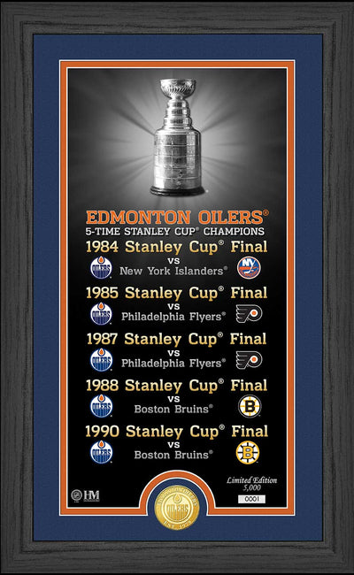 Highland Mint Edmonton Oilers Legacy Supreme Bronze Coin Panoramic Photo Mint - Limited Edition /5000