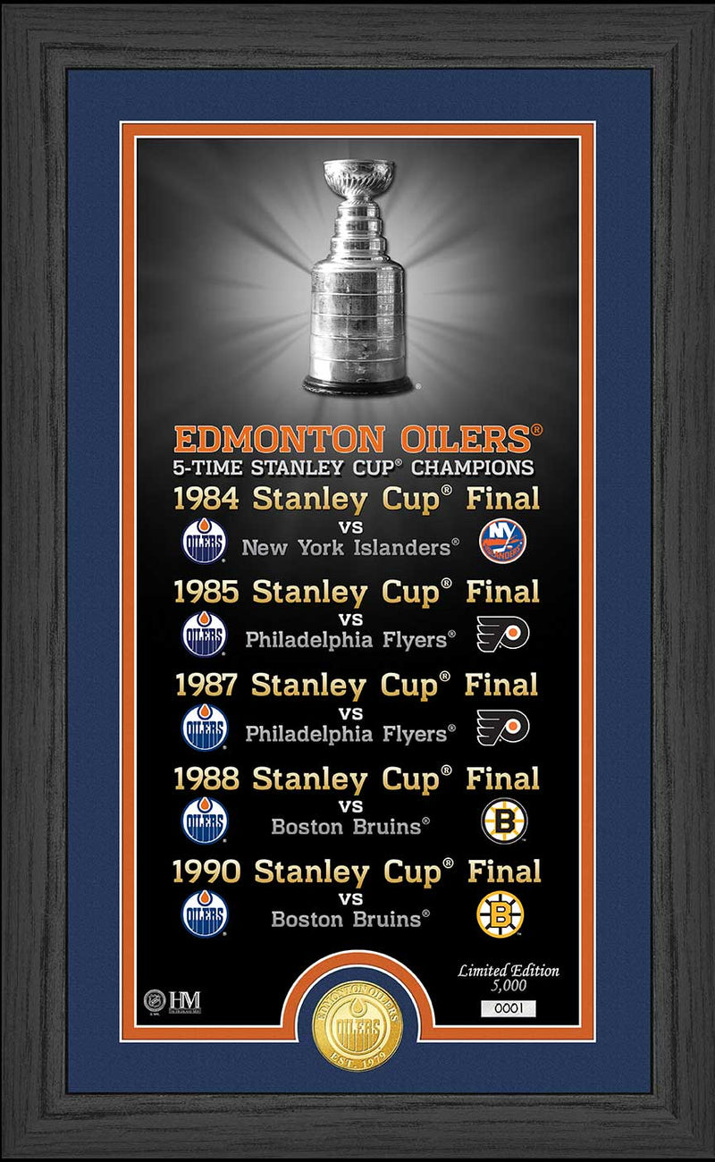 Highland Mint Edmonton Oilers Legacy Supreme Bronze Coin Panoramic Photo Mint - Limited Edition /5000