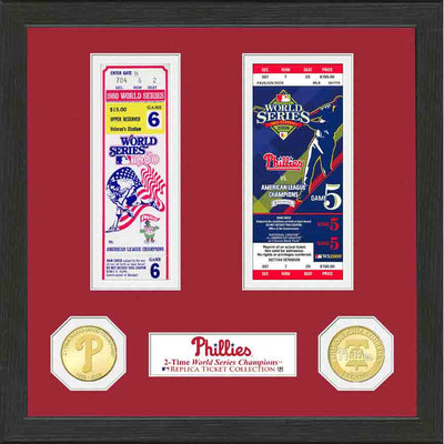 Highland Mint Philadelphia Phillies World Series Ticket Collection - 12x12 Framed with Bronze Coins