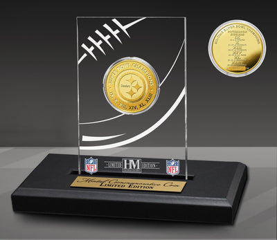 Highland Mint Pittsburgh Steelers 6x Super Bowl Champions 24kt Gold Coin Acrylic Display - Limited Edition /5,000