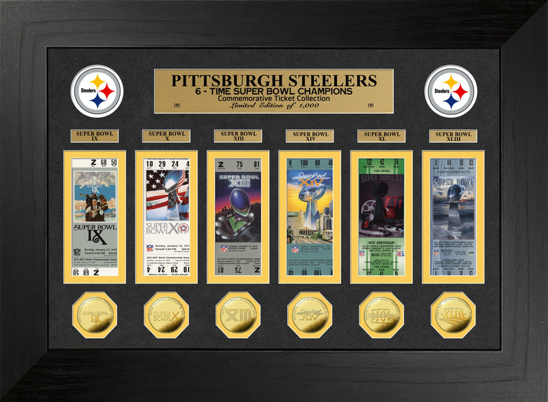 Highland Mint Pittsburgh Steelers 6-Time Super Bowl Champions Deluxe Gold Coin Ticket Collection - Limited Edition /1,00