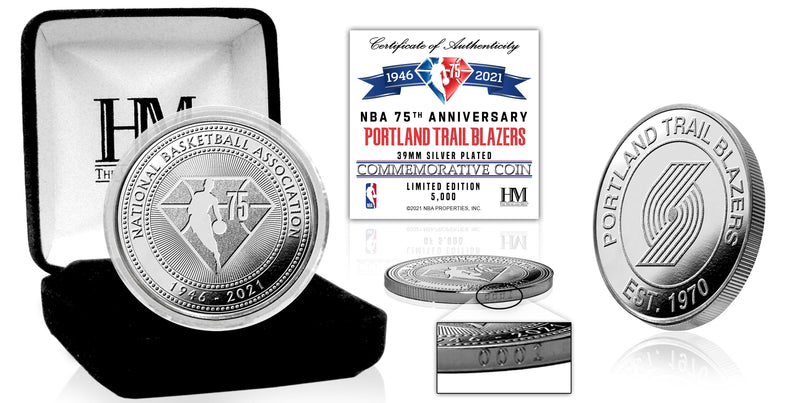 Highland Mint Portland Trail Blazers NBA 75th Anniversary Silver Mint Coin - Limited Edition /5,000