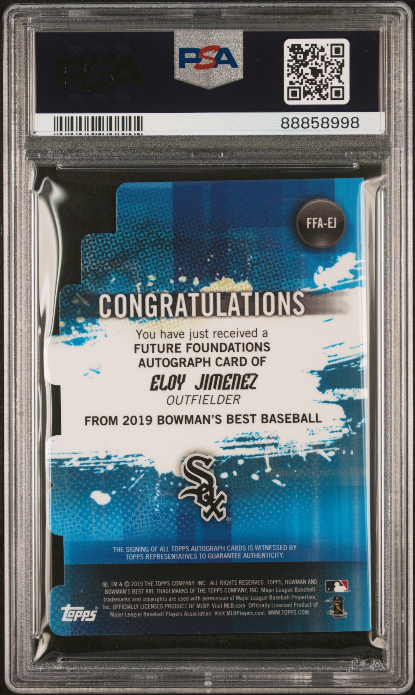 2019 Bowman's Best Future Foundations Die-Cut Autograph #EJ Eloy Jimenez Atomic PSA 10