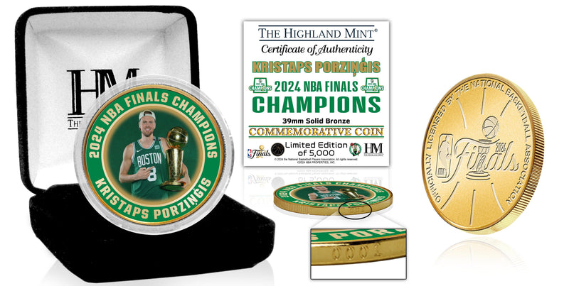 Highland Mint Kristaps Porzingis 2024 NBA Finals Champions Bronze Coin - Limited Edition /5,000