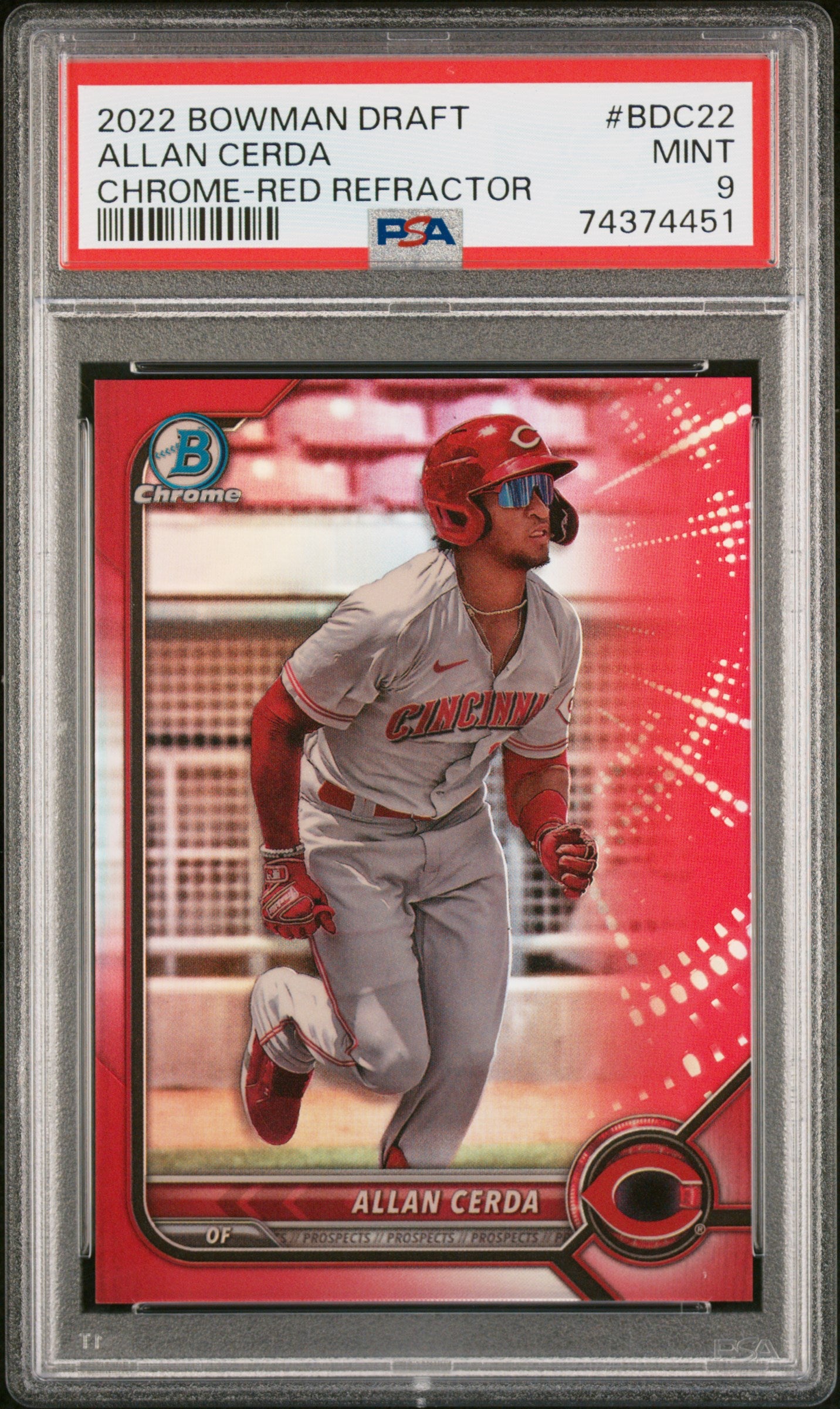 2022 Bowman Draft Chrome-Red Refractor Allan Cerda 1/5 #BDC22 PSA 9