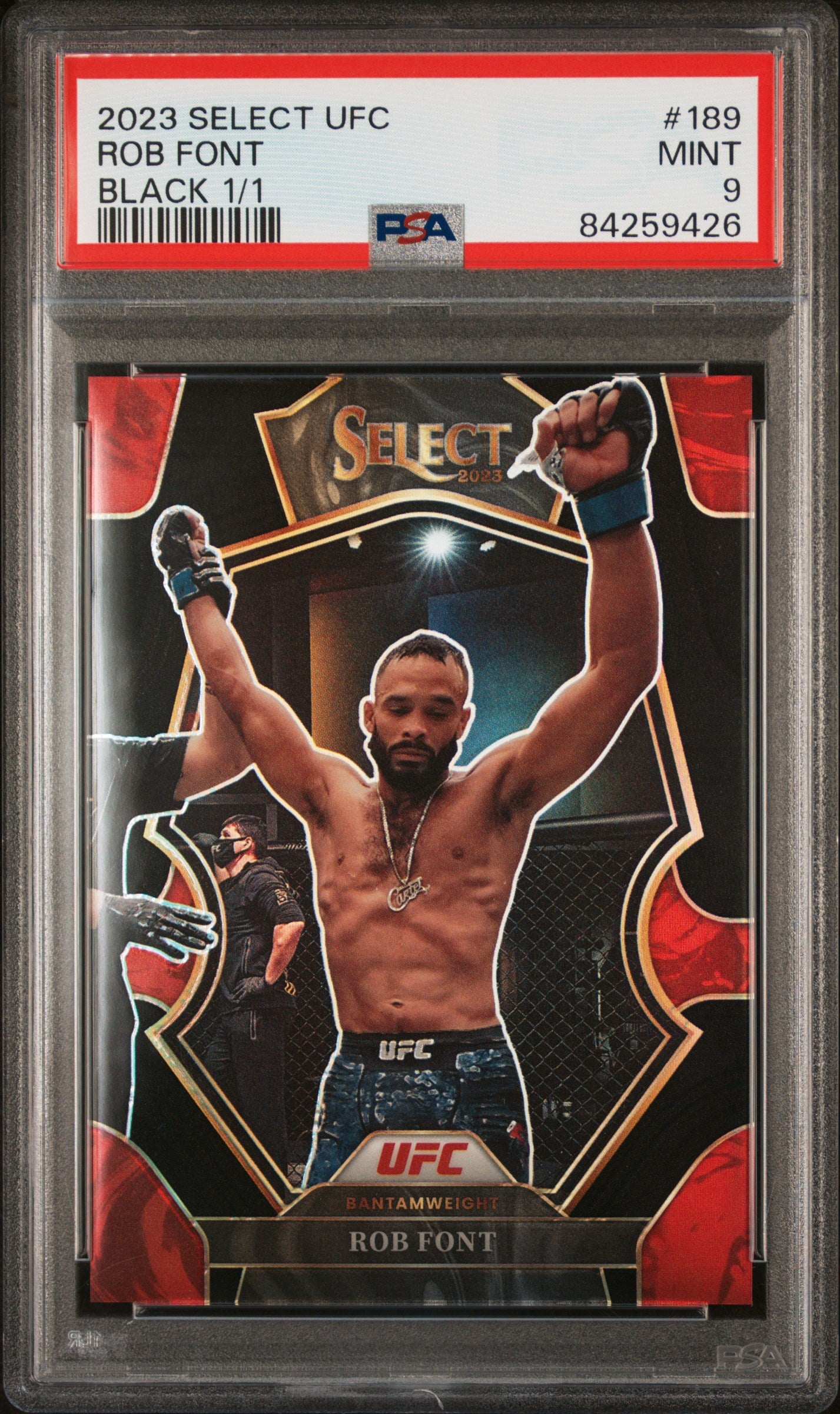 2023 Panini Select UFC #189 Rob Font Black 1/1 PSA 9