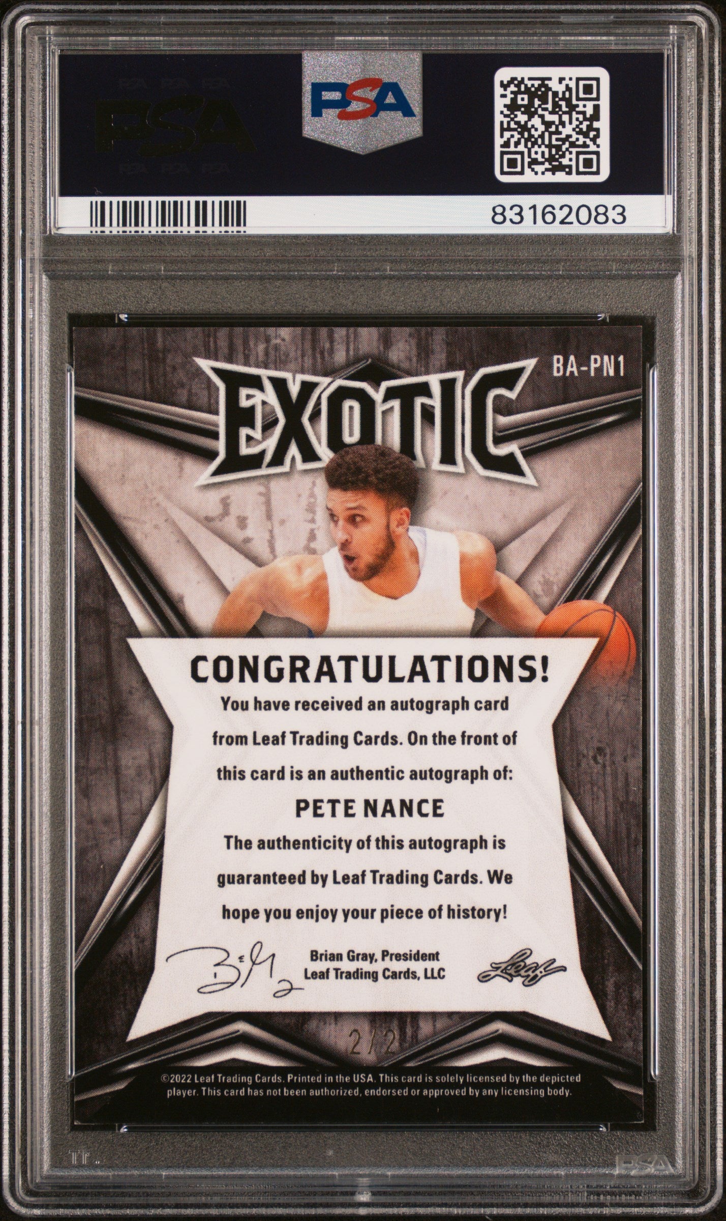 2022 Leaf Exotic Auto-Butterfly Pete Nance #BAPN1 RC /2 PSA 9