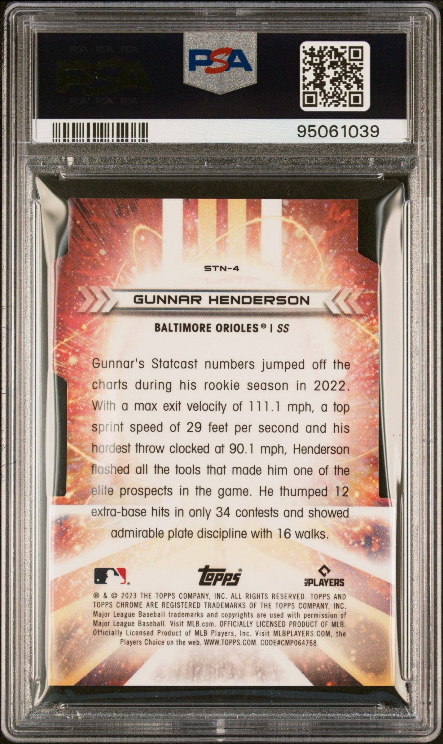 2023 Topps Cosmic Chrome Stella Nova Gunnar Henderson Refractor D/C PSA 9