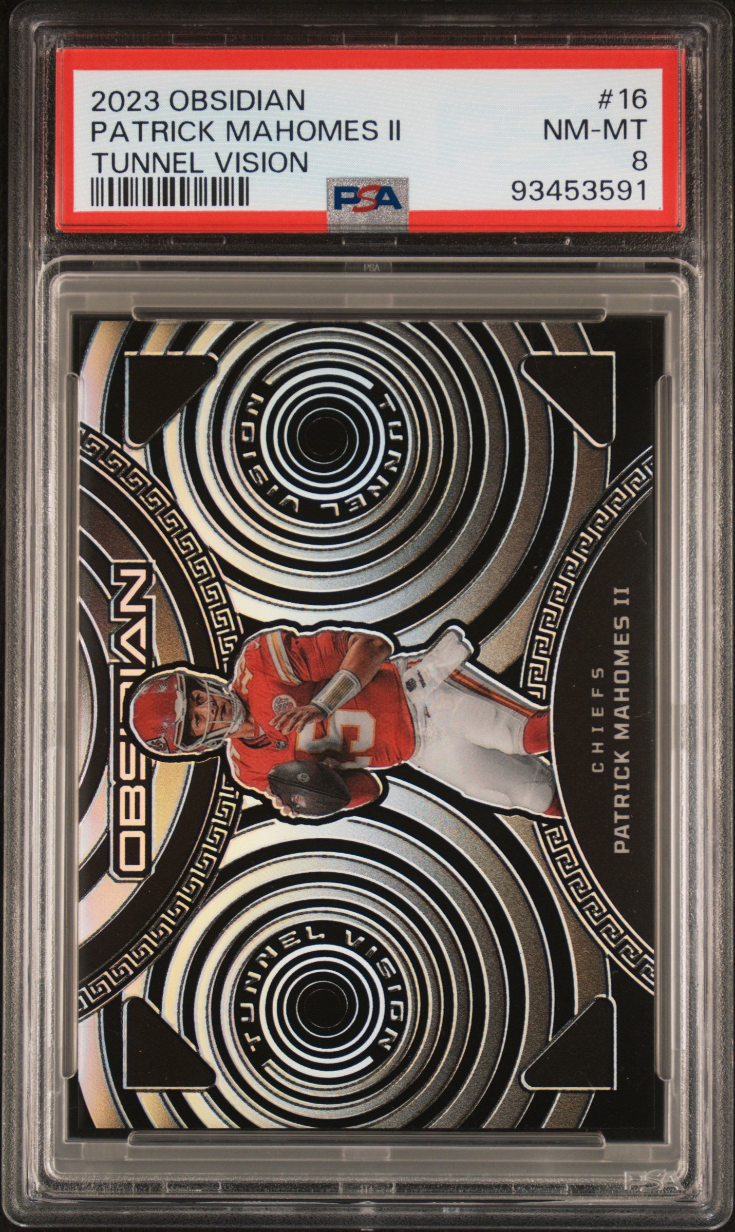 2023 Panini Obsidian Tunnel Vision Patrick Mahomes II /135 #16 PSA 8