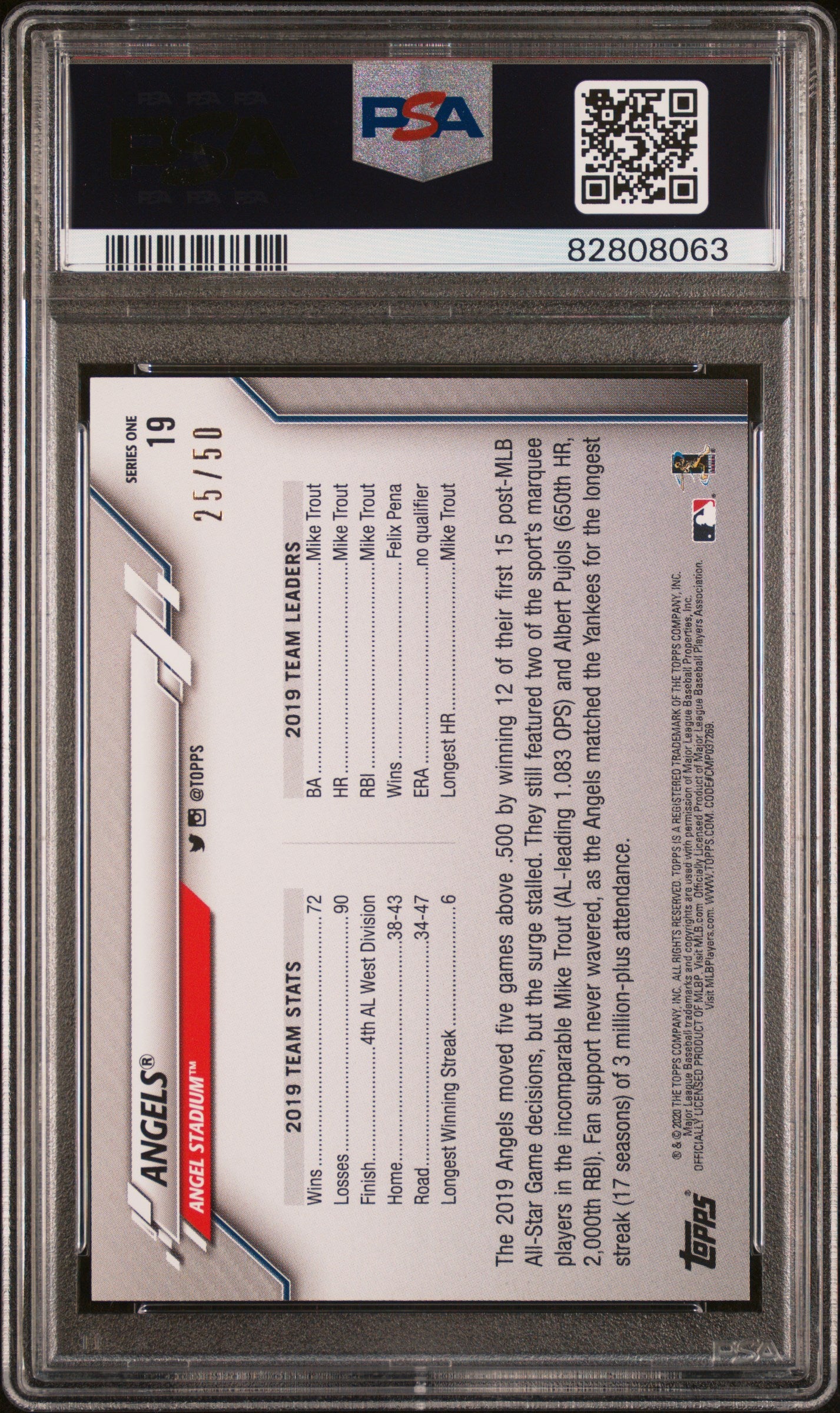 2020 Topps Angels Father's Day Blue #19 /50 PSA 9