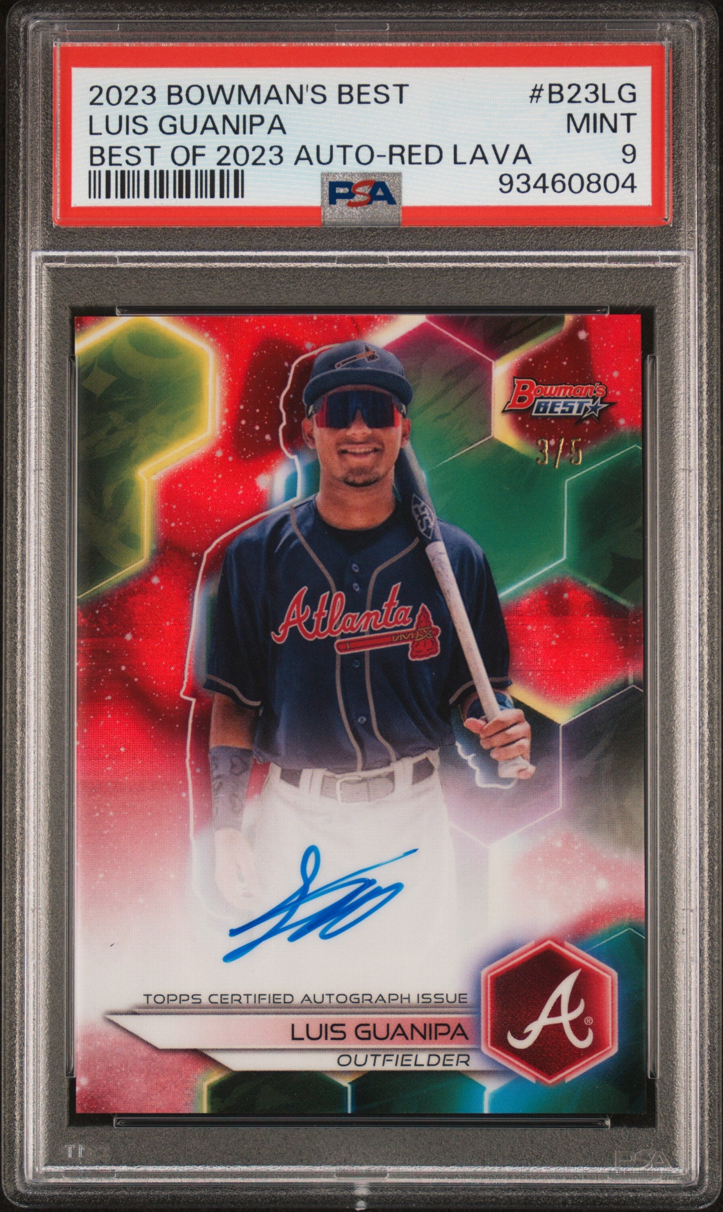 2023 Bowman's Best Best of 2023  Auto-Red Lava Luis Guanipa 3/5 PSA 9