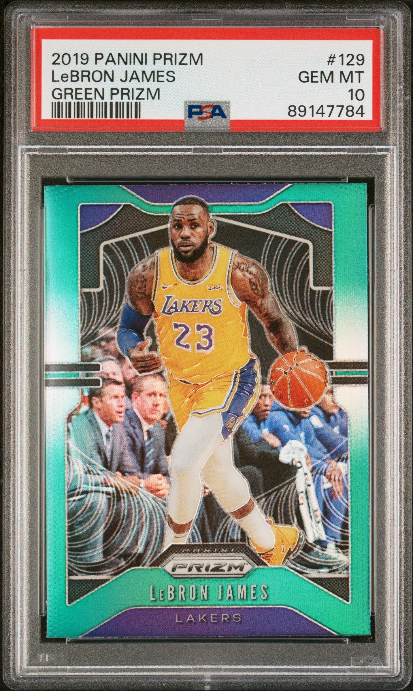 2019 Panini Prizm #129 LeBron James Green Prizm PSA 10