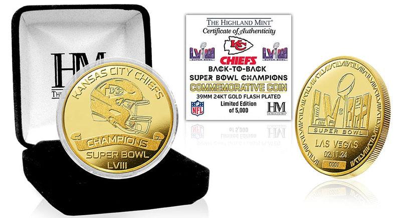 Highland Mint Kansas City Chiefs Super Bowl LVIII Champions Gold Mint Coin - Limited Edition /5,000