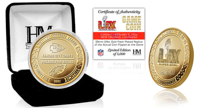 Highland Mint Super Bowl LIX Chiefs vs Eagles Gold Flip Coin - Limited Edition /5,000