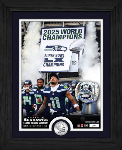Highland Mint Seattle Seahawks Super Bowl LX Banner Raising Silver Coin Photo Mint - Limited Edition /5,000