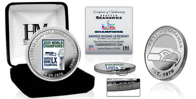 Highland Mint Seattle Seahawks Super Bowl LX Banner Raising Silver Plated Coin - Limited Edition /2,026