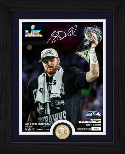 Highland Mint Sam Darnold Super Bowl LX Lombardi Trophy Bronze Coin Photo Mint - Limited Edition /5,000