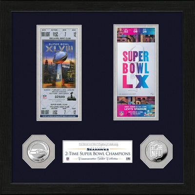 Highland Mint Seattle Seahawks 2-Time Super Bowl Champions Ticket Collection Photo Mint