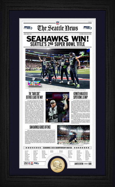 Highland Mint Seattle Seahawks Super Bowl LX Champions Bronze Coin Photo Mint - Limited Edition /5,000