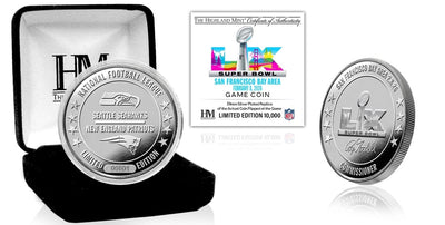Highland Mint New England Patriots vs Seattle Seahawks Super Bowl LX Silver Plated Game Coin - Limited Edition /10,000