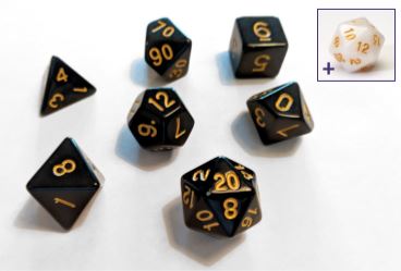 Sirius Dice Solid Black with Gold Ink Polyhedral Dice Set