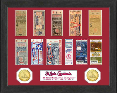 Highland Mint St. Louis Cardinals World Series Ticket Collection - Bronze Coins in 12x15 Frame