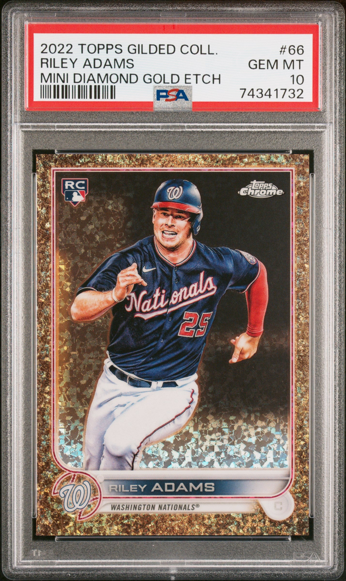 2022 Topps Gilded Collection Mini Diamond Gold Etch Riley Adams /50 #66 PSA 10