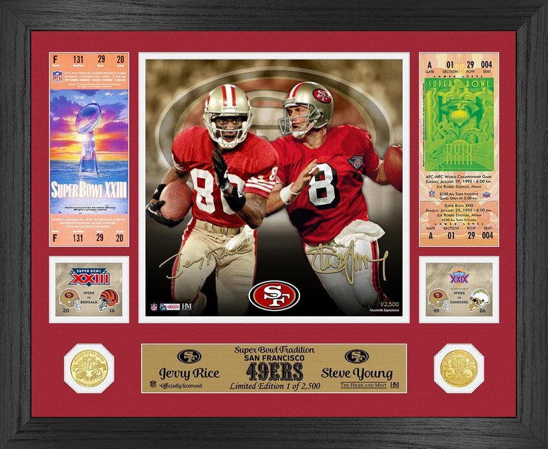 Highland Mint Jerry Rice Steve Young Super Bowl XXIII XXIX Bronze Coin Photo Mint - Limited Edition /2,500