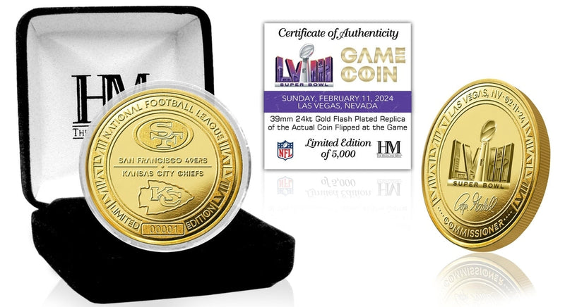 Highland Mint Kansas City Chiefs vs San Francisco 49ers Super Bowl LVIII Gold Flip Coin - Limited Edition /5,000