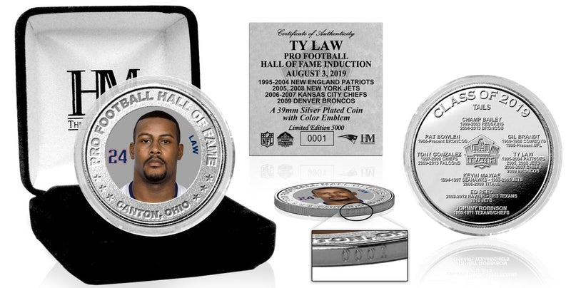 Highland Mint Ty Law Hall of Fame 2019 Silver Color Coin - Limited Edition /5,000