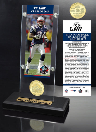 Highland Mint Ty Law Hall of Fame 2019 Bronze Coin Acrylic Desk Display