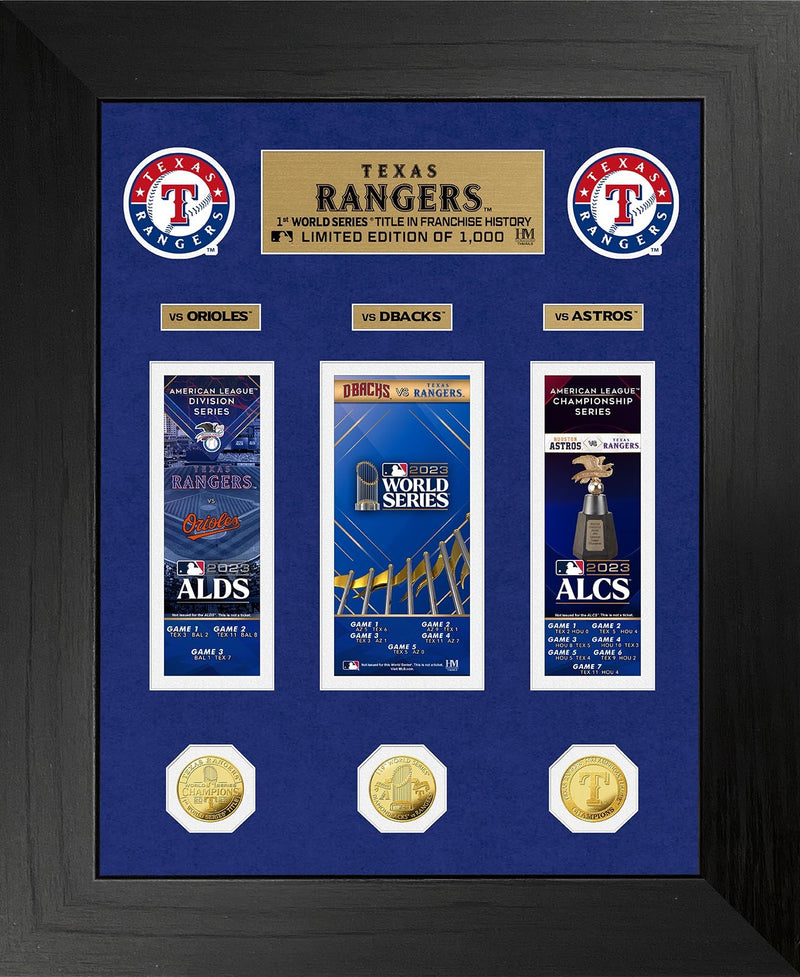 Highland Mint Texas Rangers 2023 World Series Championship Commemorative Tickets Gold Coin Photo Mint - Limited Edition